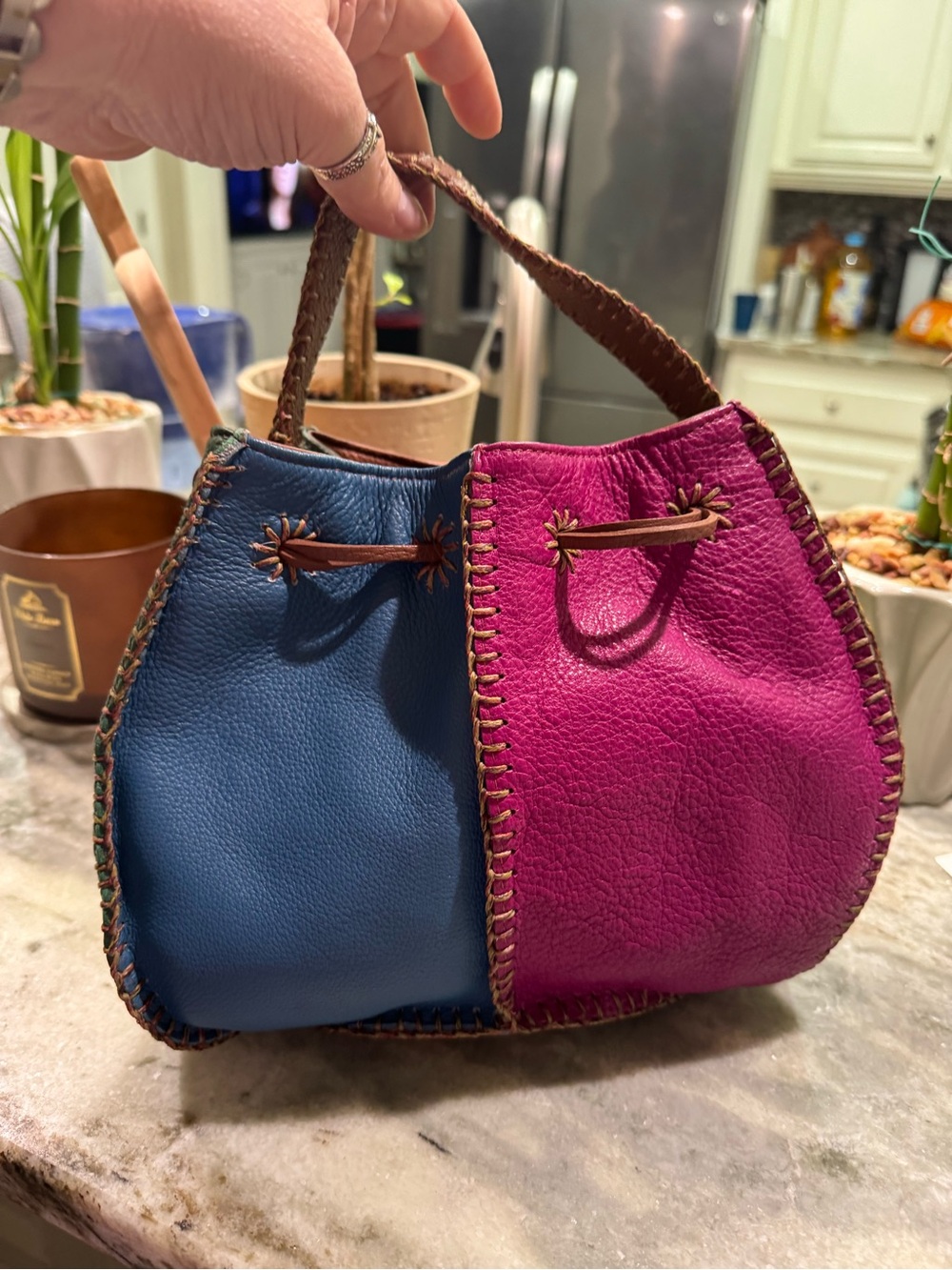 Carlos Falchi Multicolir Leather Handbag